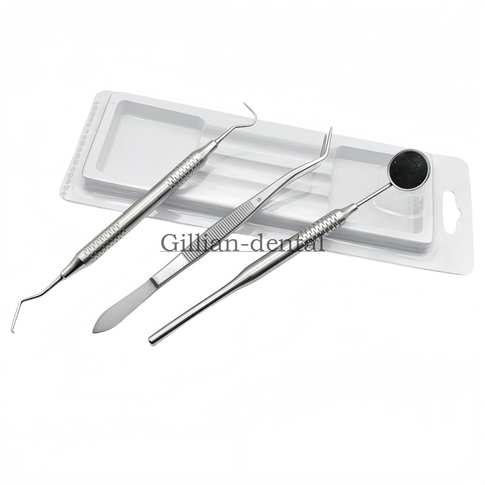 3pcs Dental Basic Instruments Set Tweezer Explorer Mirror Plier Stainless Steel