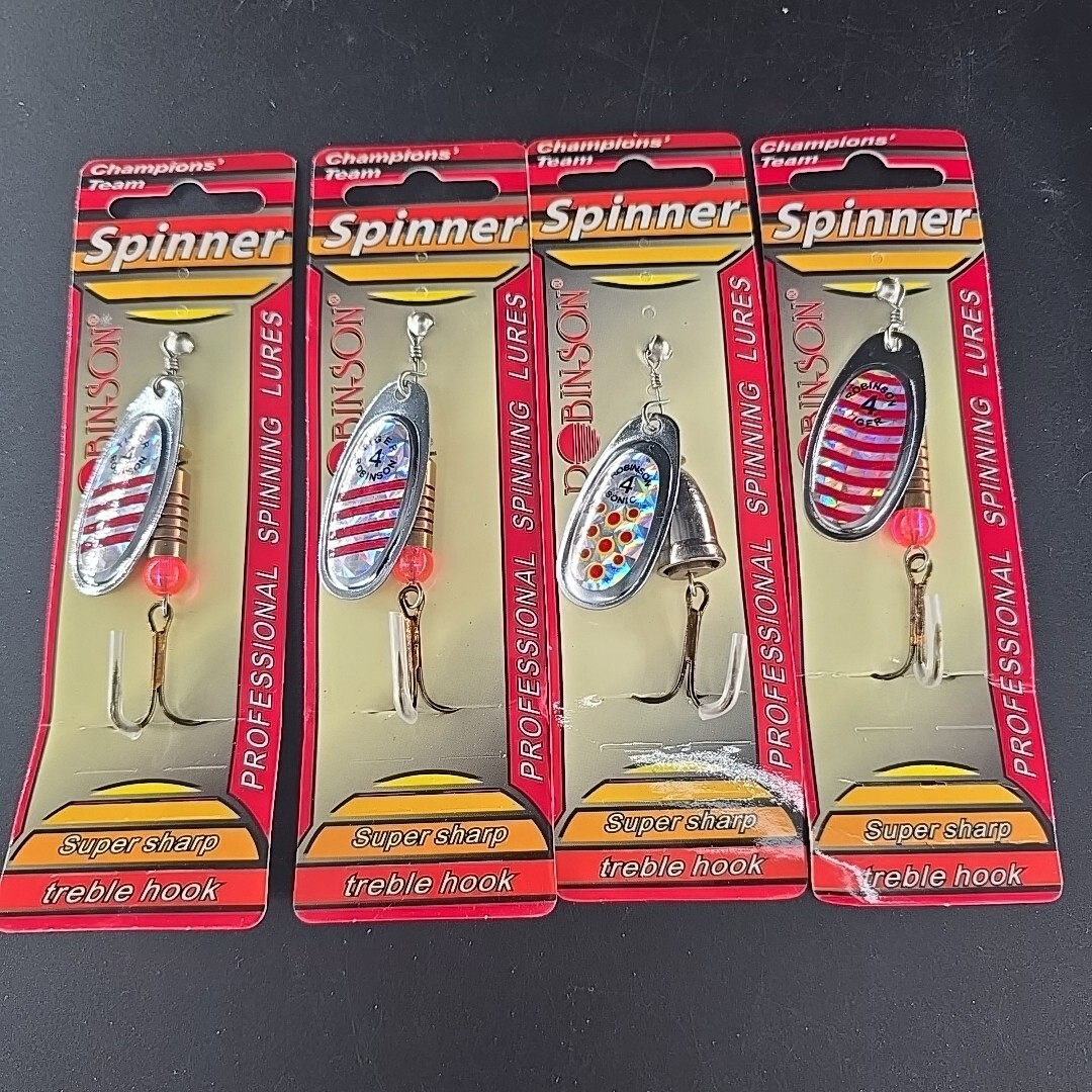 [4] Robinson Spinners #4 12g approx 7/16oz.  "Compare To" Mepps And Blue Fox