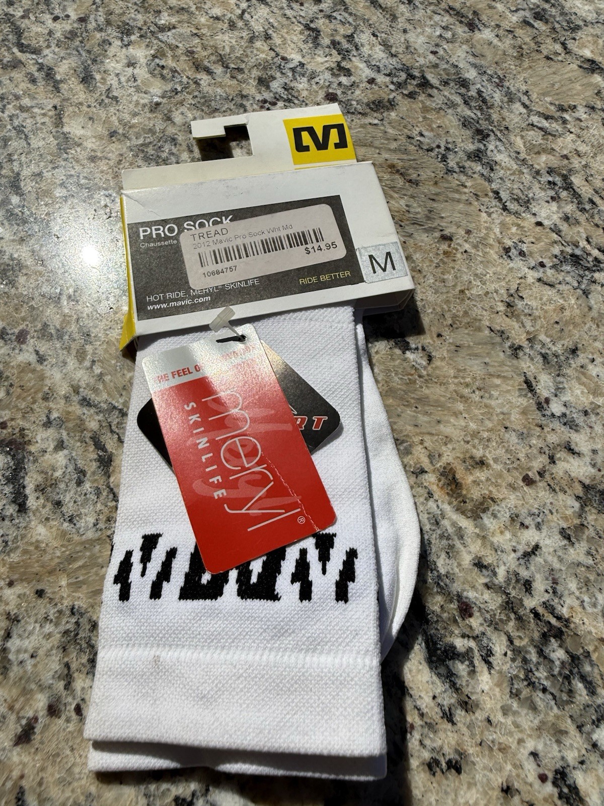 New Meryl Skinlife Cycling Sock Medium White 39-42 Road Bike