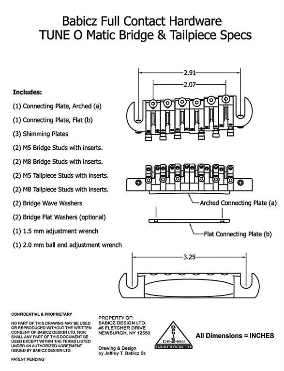 Full Contact Hardware Tune-O-Matic Guitar Bridge (Gold)