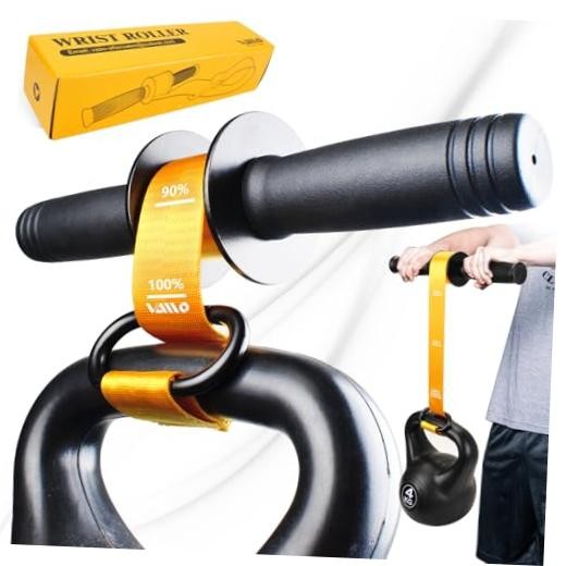 Forearm Strengthener and Wrist Roller with Quick Locking Mechanism - Yellow
