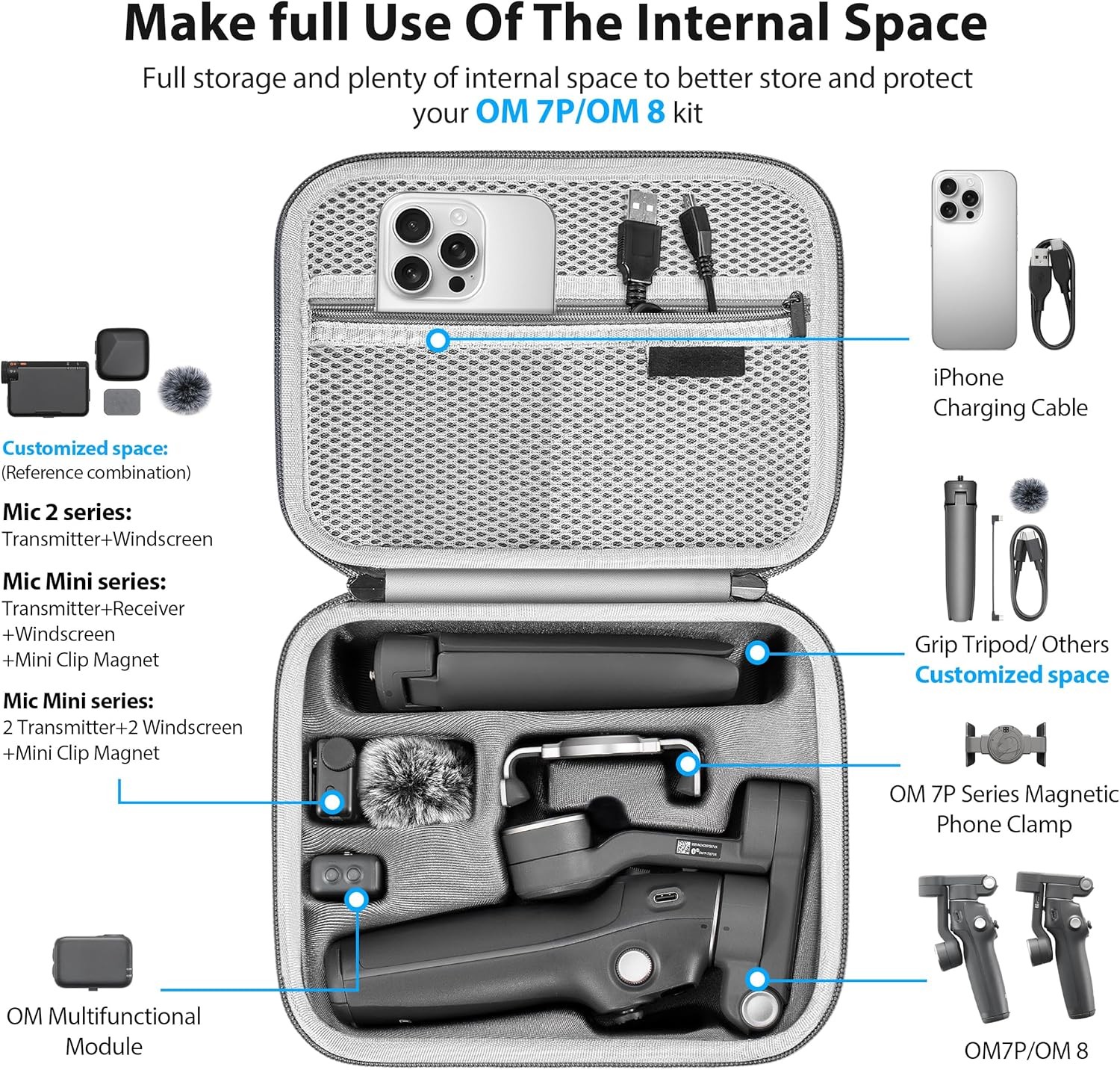 Carrying Case for DJI Osmo Mobile 7/7P Portable Shoulder Bag Travel Storage Box