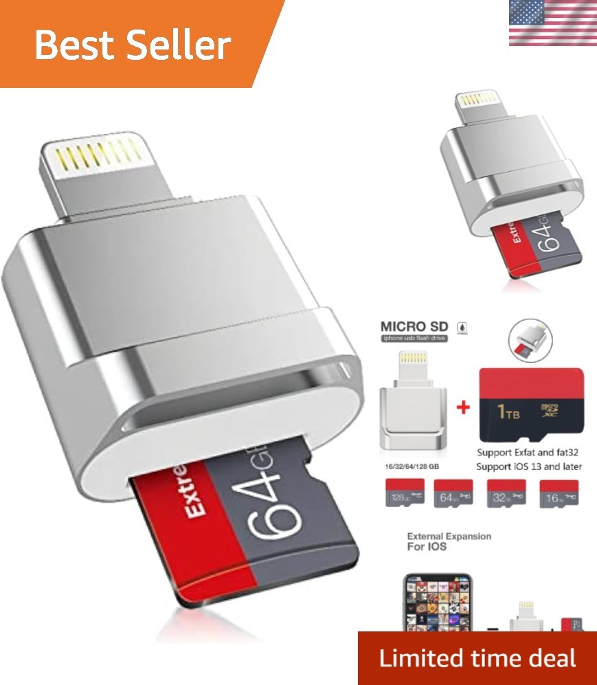 Lightning to Micro SD Card Reader for iPhone iPad, MFi Certified iOS 13+