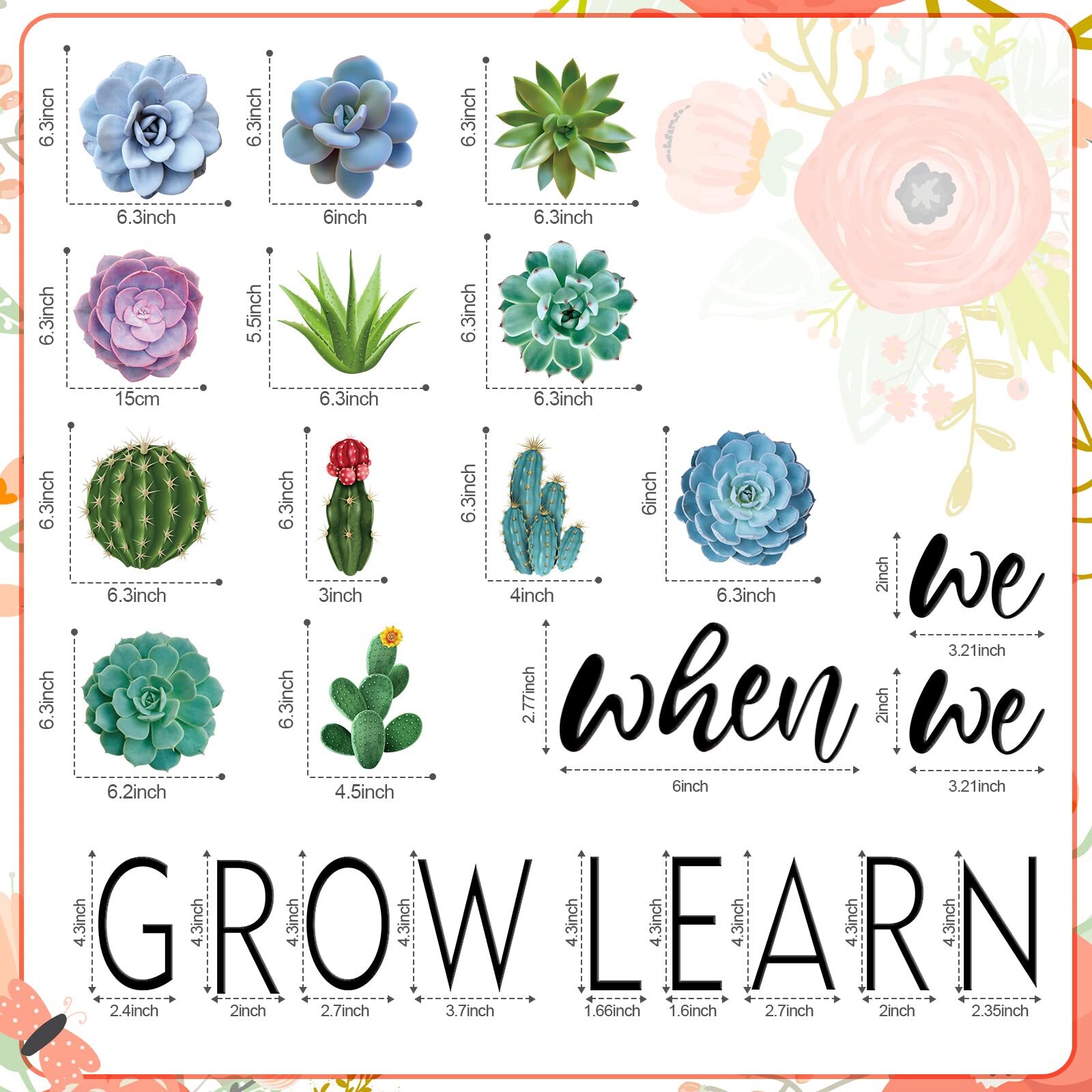 13 Succulent Cutouts for Classroom Decor Rustic Bloom Bulletin Board Set