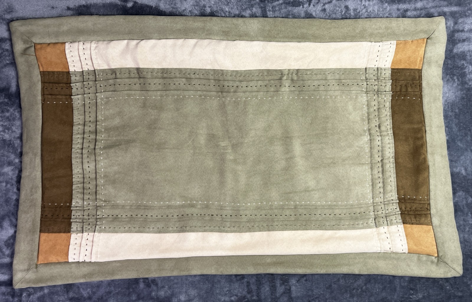 Large/King Microfiber Suede Pillow Sham/Cover Topstitched Earth Tones 38.5x22.5