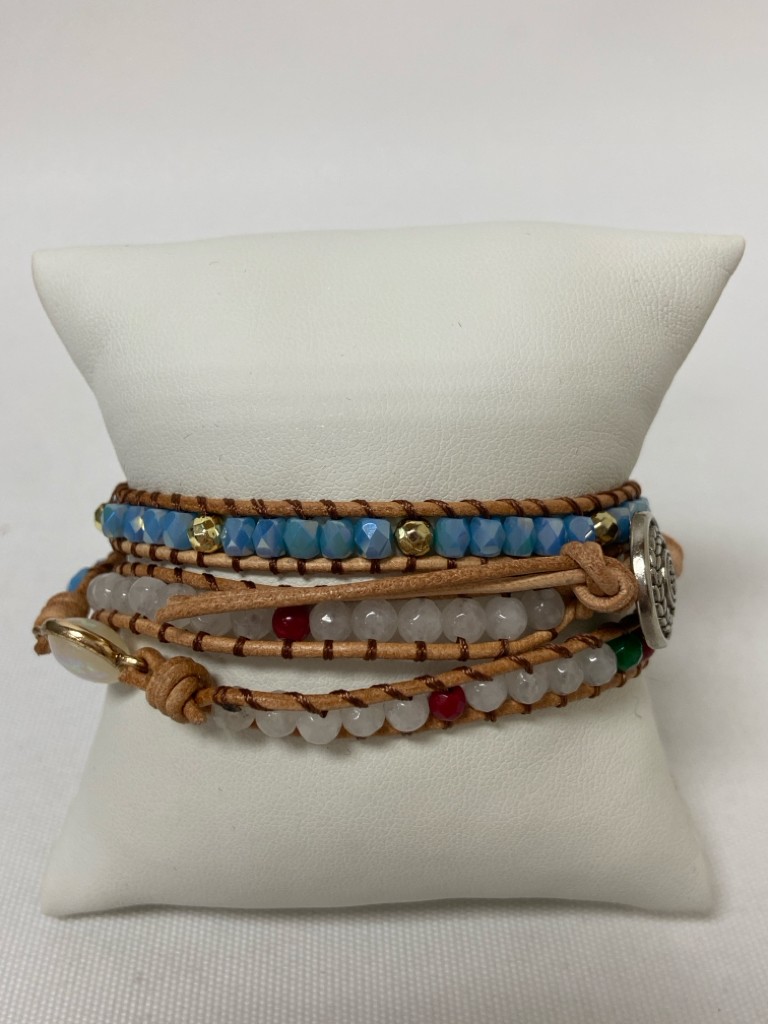 Victoria Emerson Tan Blue/Multi Beaded Bracelet