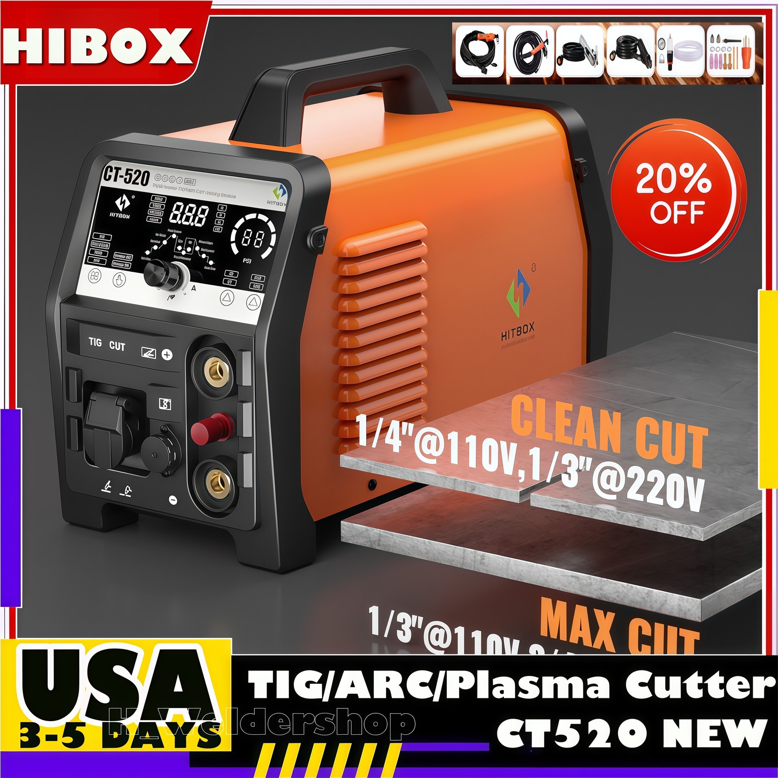NEW!200A Air Plasma Cutter 110V/220V TIG/MMA/Pulse TIG Welder with foot pedal US