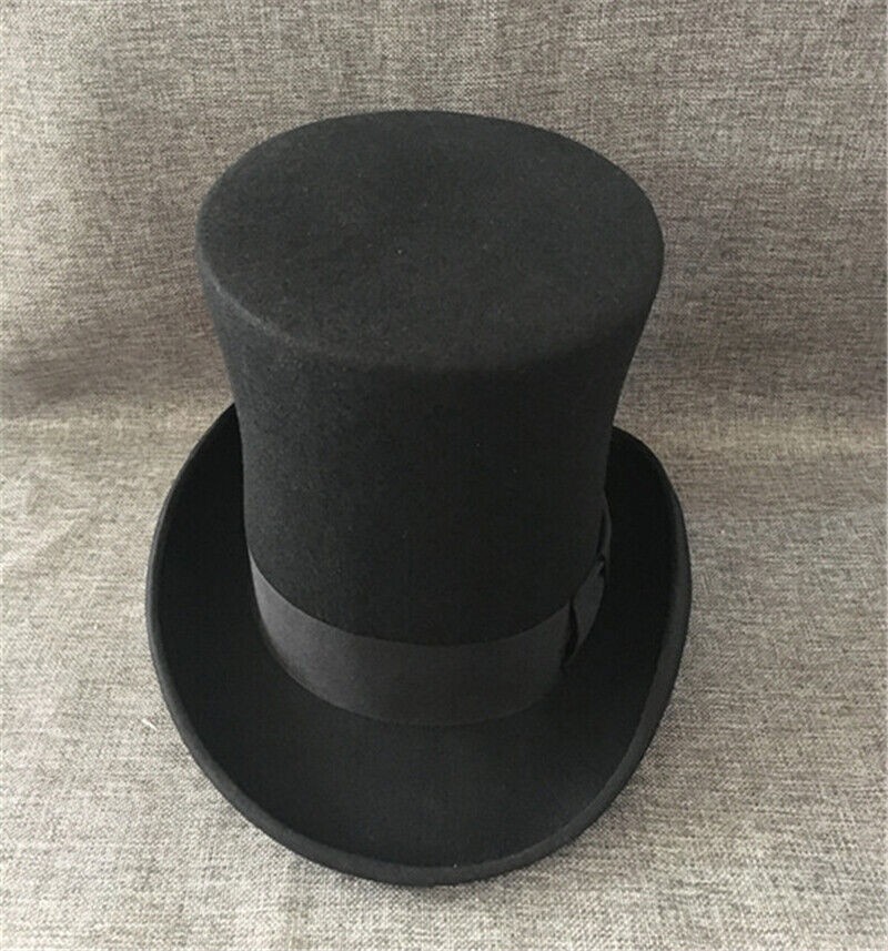 Height Vintage Wool Black Magic Perform Victorian Mad Hatter Top Hat Topper