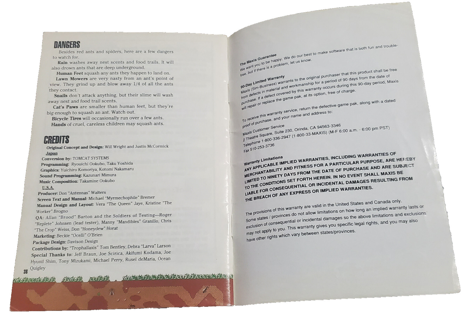 Sim Ant Super Nintendo SNES Instruction Manual ONLY Authentic OEM Booklet Maxis