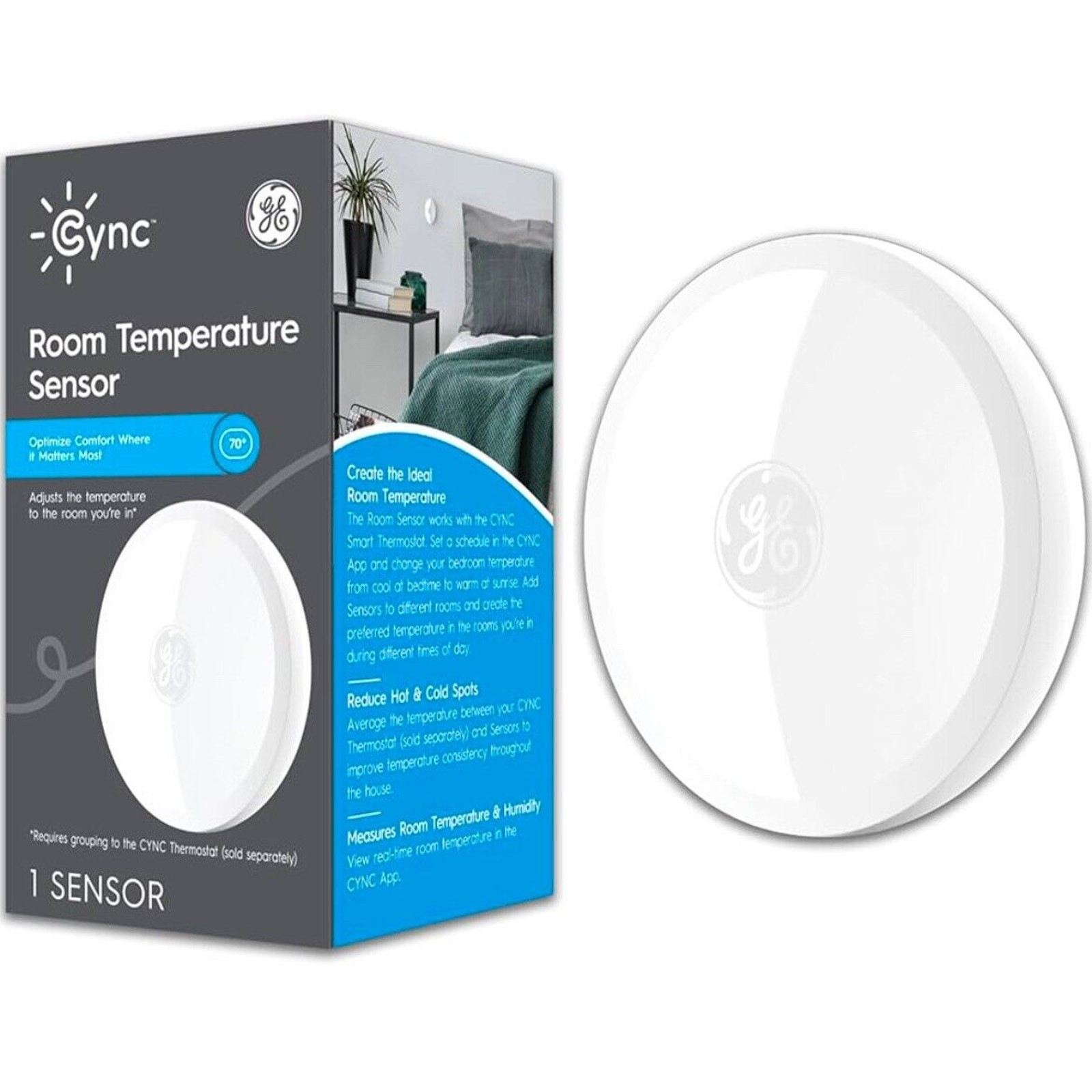 GE Cync Smart Temperature Sensor Works With Cync Smart Thermostat(Sold Separate)