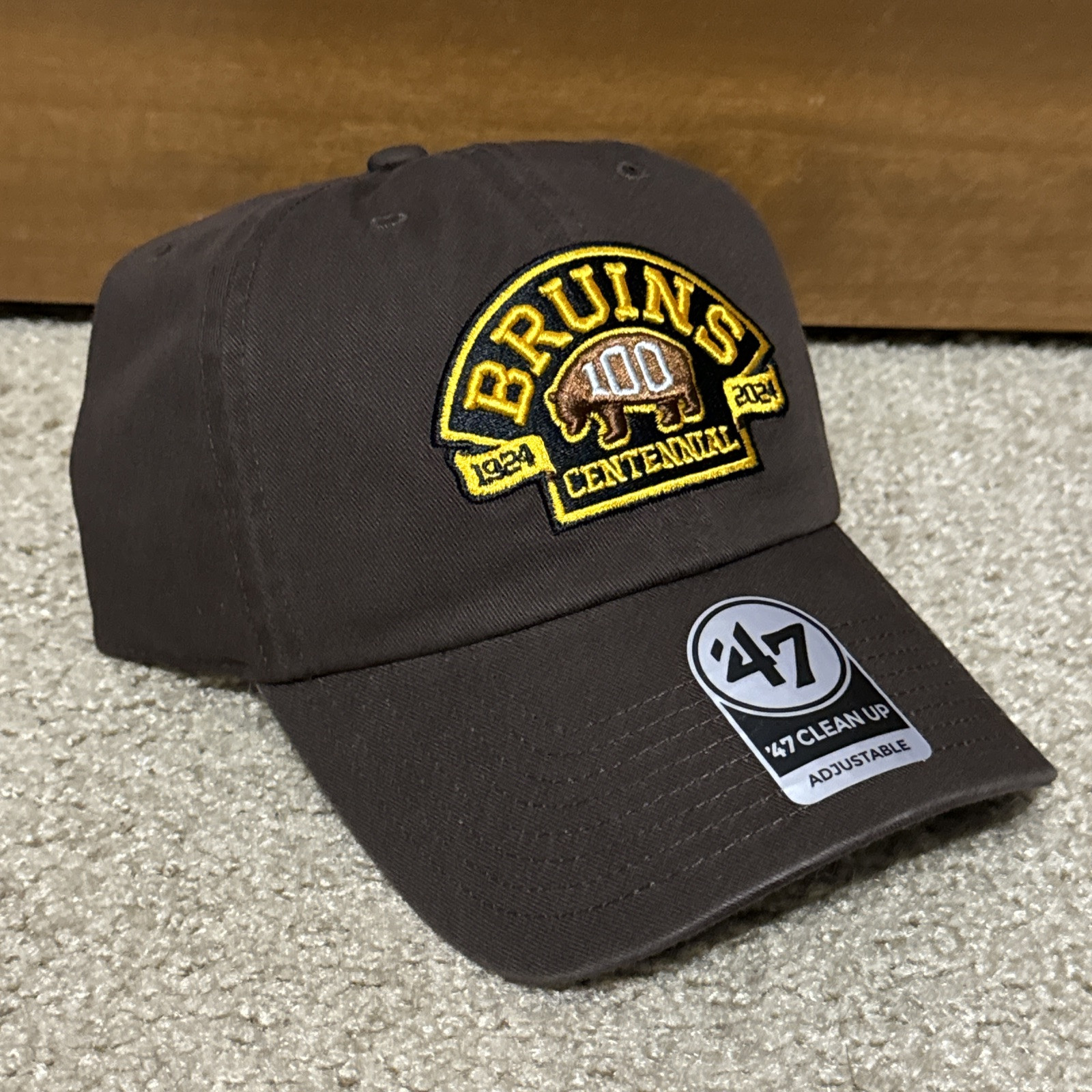 '47 Brand Clean Up Boston Bruins Centennial 100th Adjustable Strapback Hat Cap