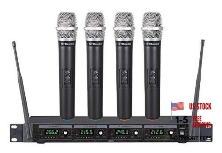 GTD Audio 4 Handheld Wireless Microphone Cordless mics System, Ideal for