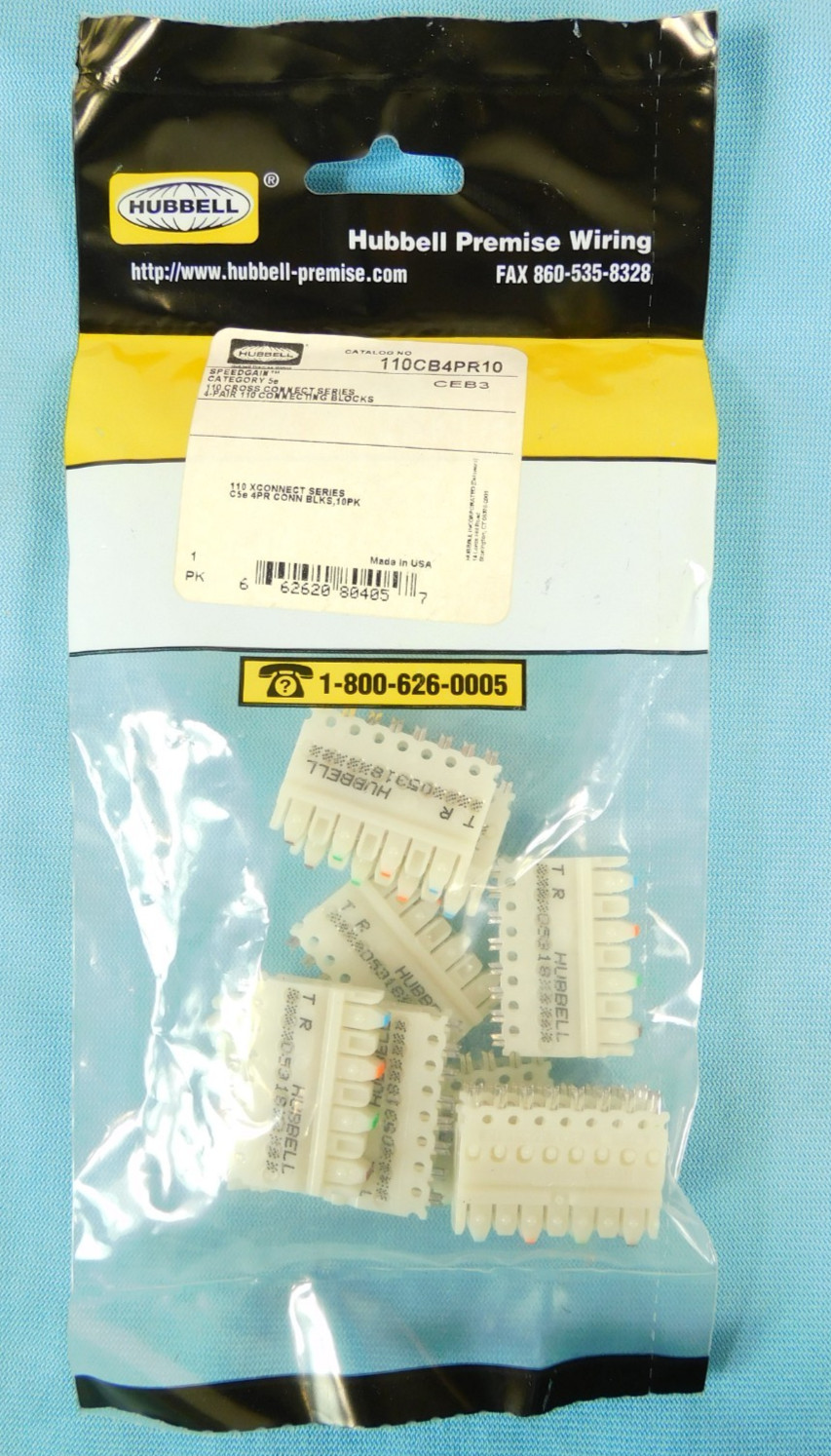 Hubbell 110CB4PR10 System Cat5e C4-Clip Connector, 4 Pair - 10 PACK