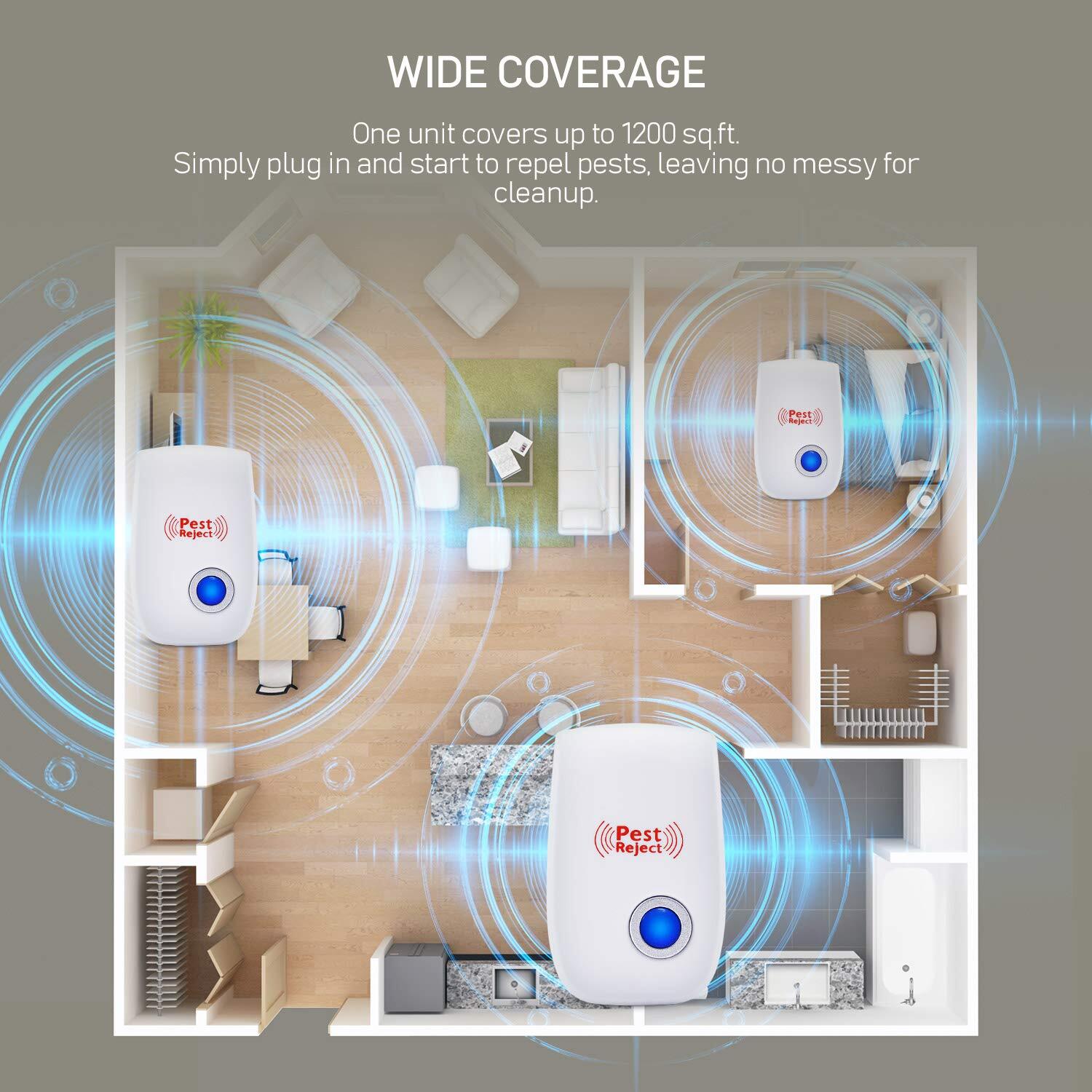 4X Ultrasonic Pest Repeller Electronic Control Repellent Mice Bug Rat Reject US