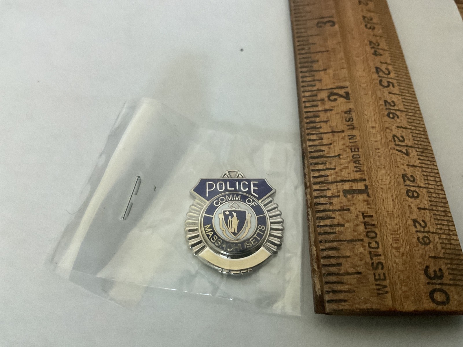 Custom made Police Blue enamel  With enamel 1/2”inch Massachusetts Seal