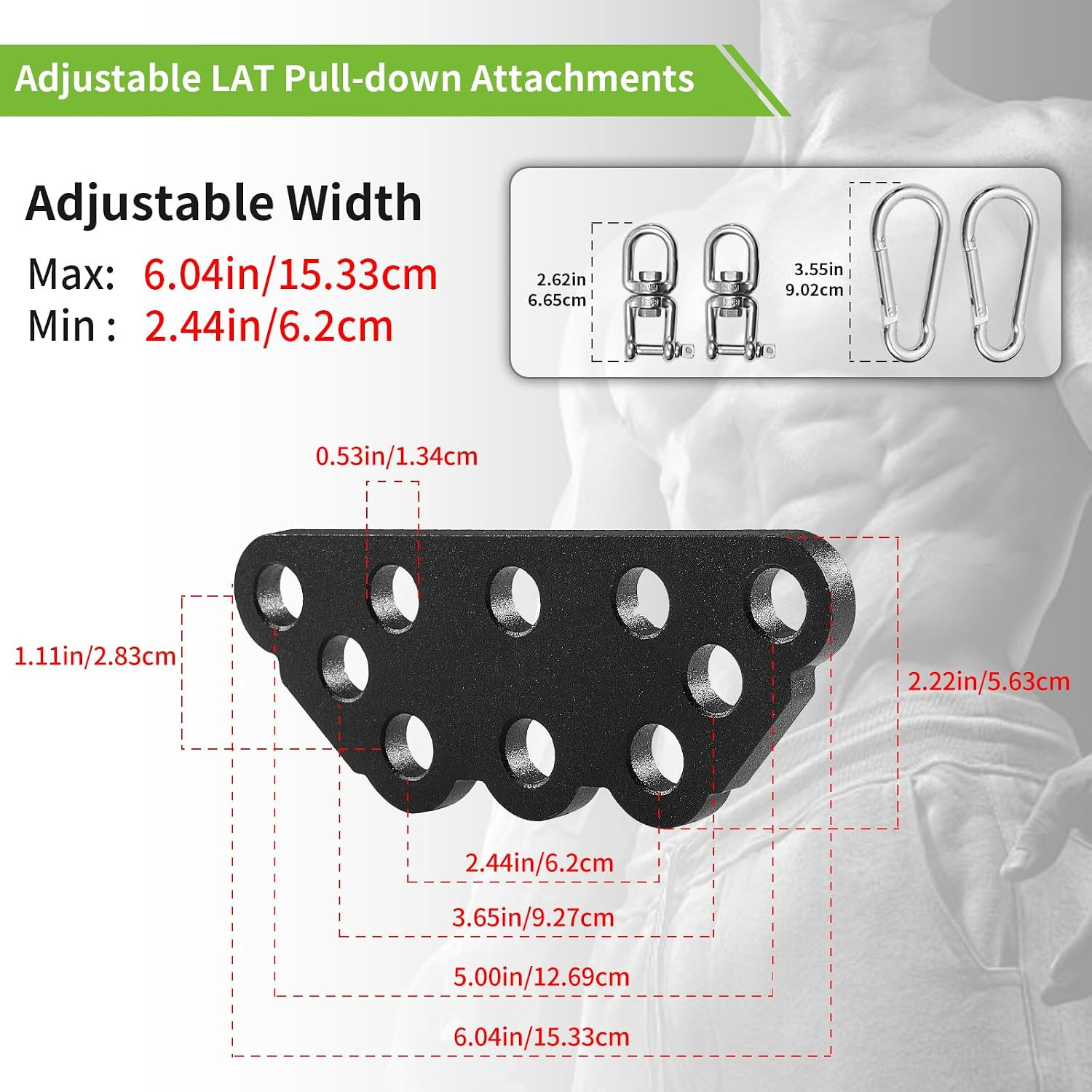 Multi-Grip LAT Pull Down Bar Hardened Powder-Coated Finish, 360° Rotating Stainl