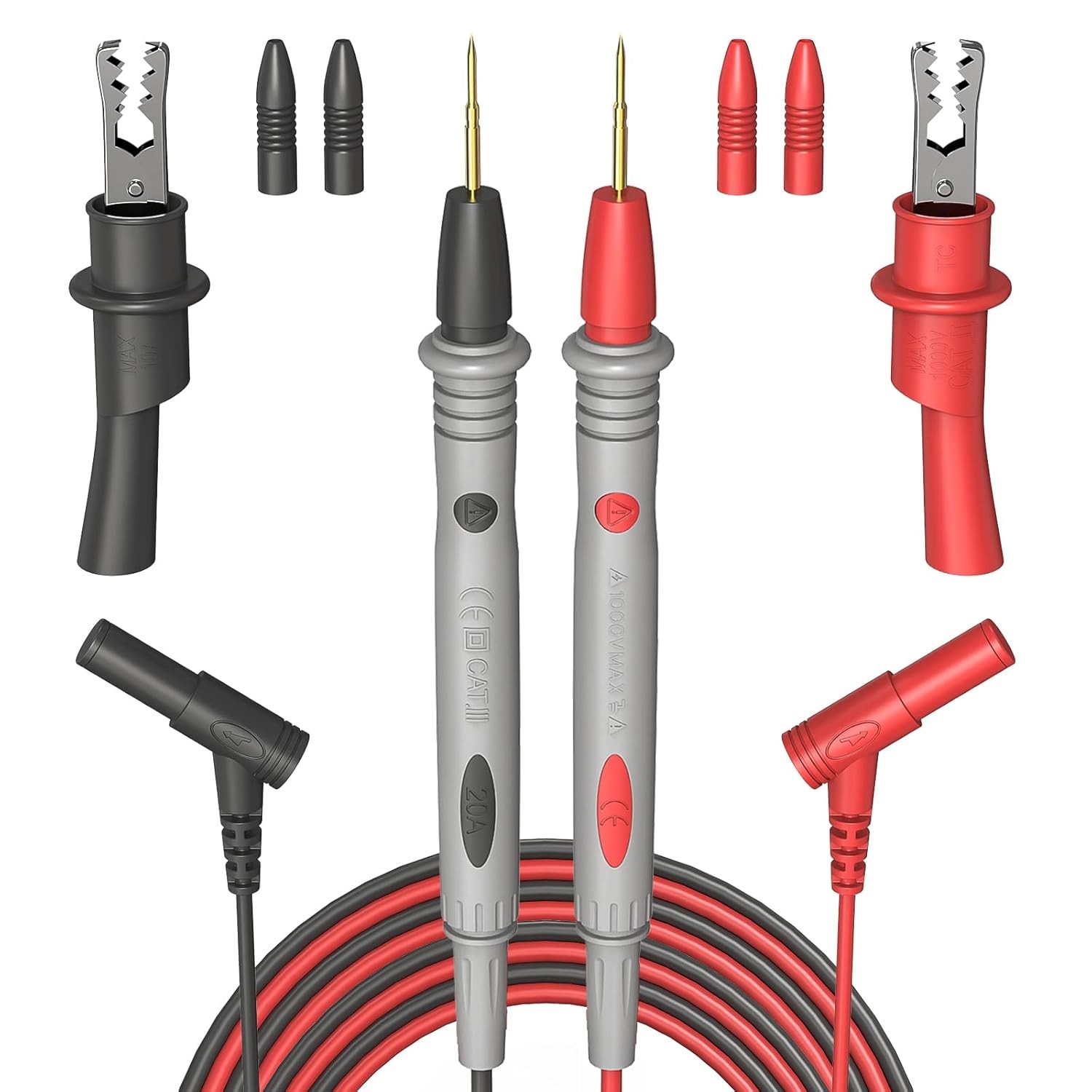 Professional Multimeter Test Leads 1000V 20A Gold Plated Probes 40.5 Inch