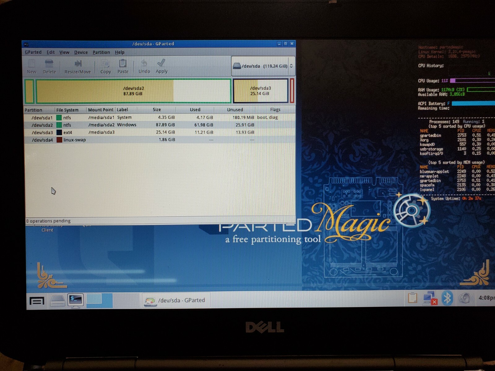 Parted Magic Live OS Linux/Windows Partition Manager 4G USB Stick
