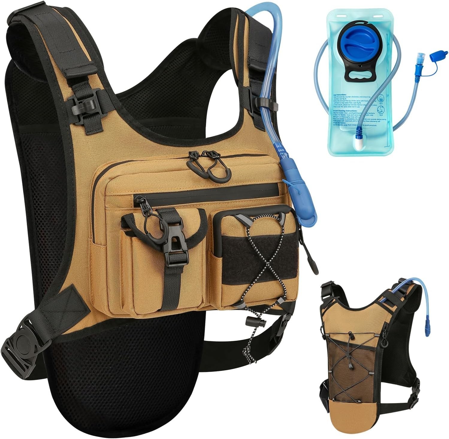 USA Original Patent Running Hydration Vest Backpack, Lightweight Chest Pack with