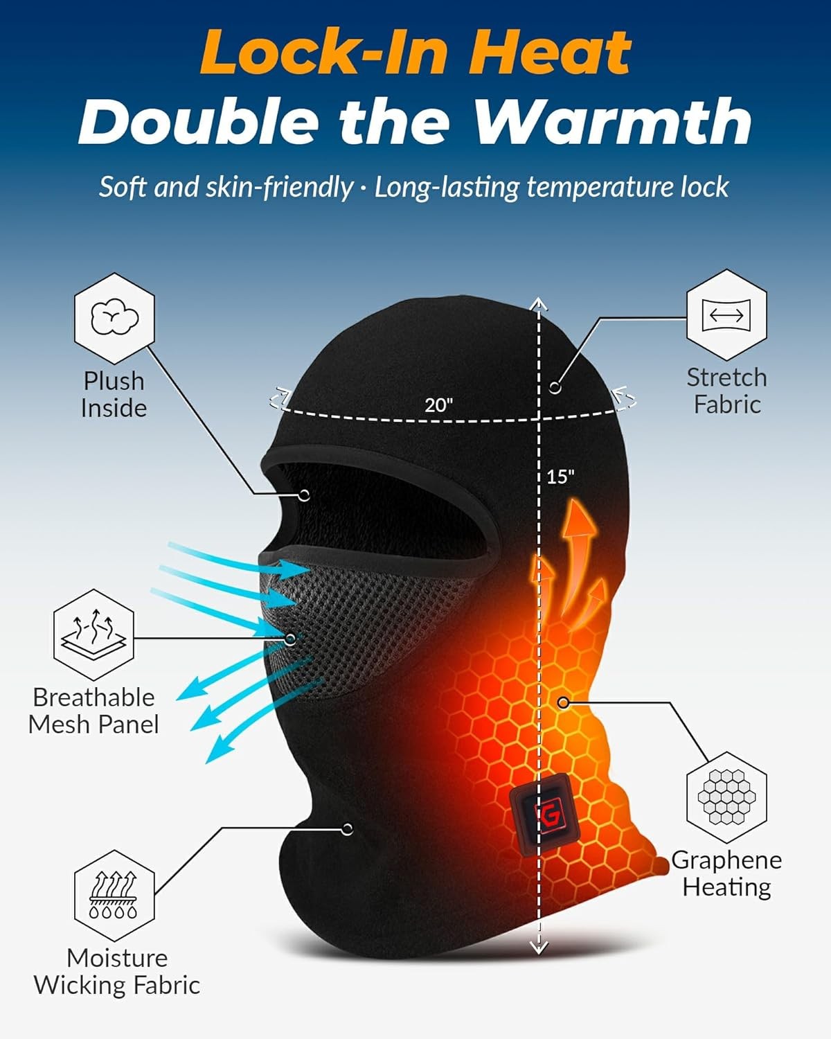 Graphene Heated Balaclava Neck Gaiter