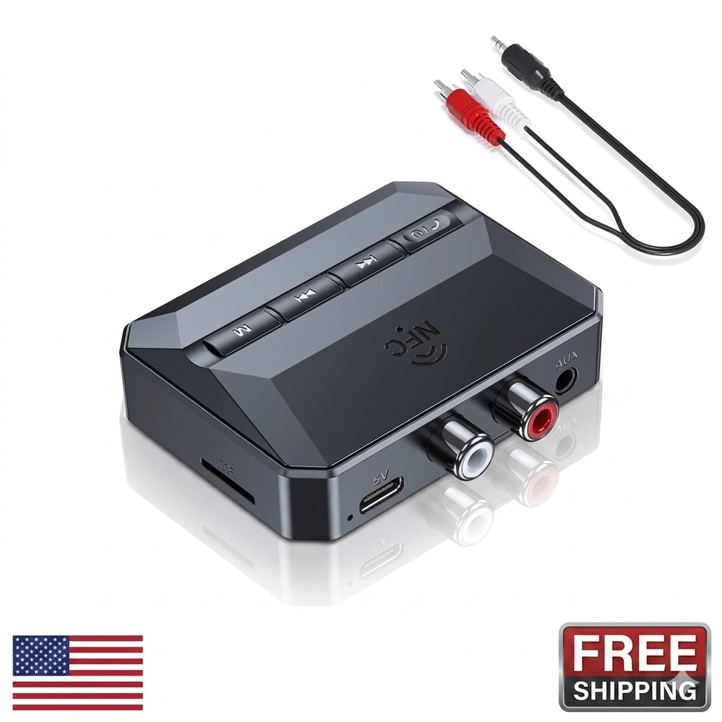 Bluetooth 5.3 Home Stereo Audio Receiver AUX USB Optical HD Music to RCA Adapter