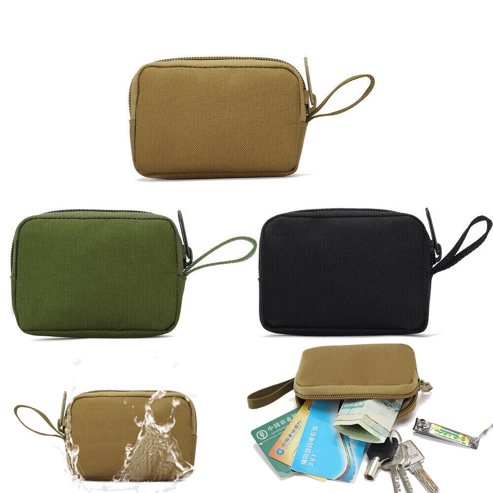 Zippered Coin Pouch/ Purse Nylon Waterproof Holder Tactical Pack for Men Woman