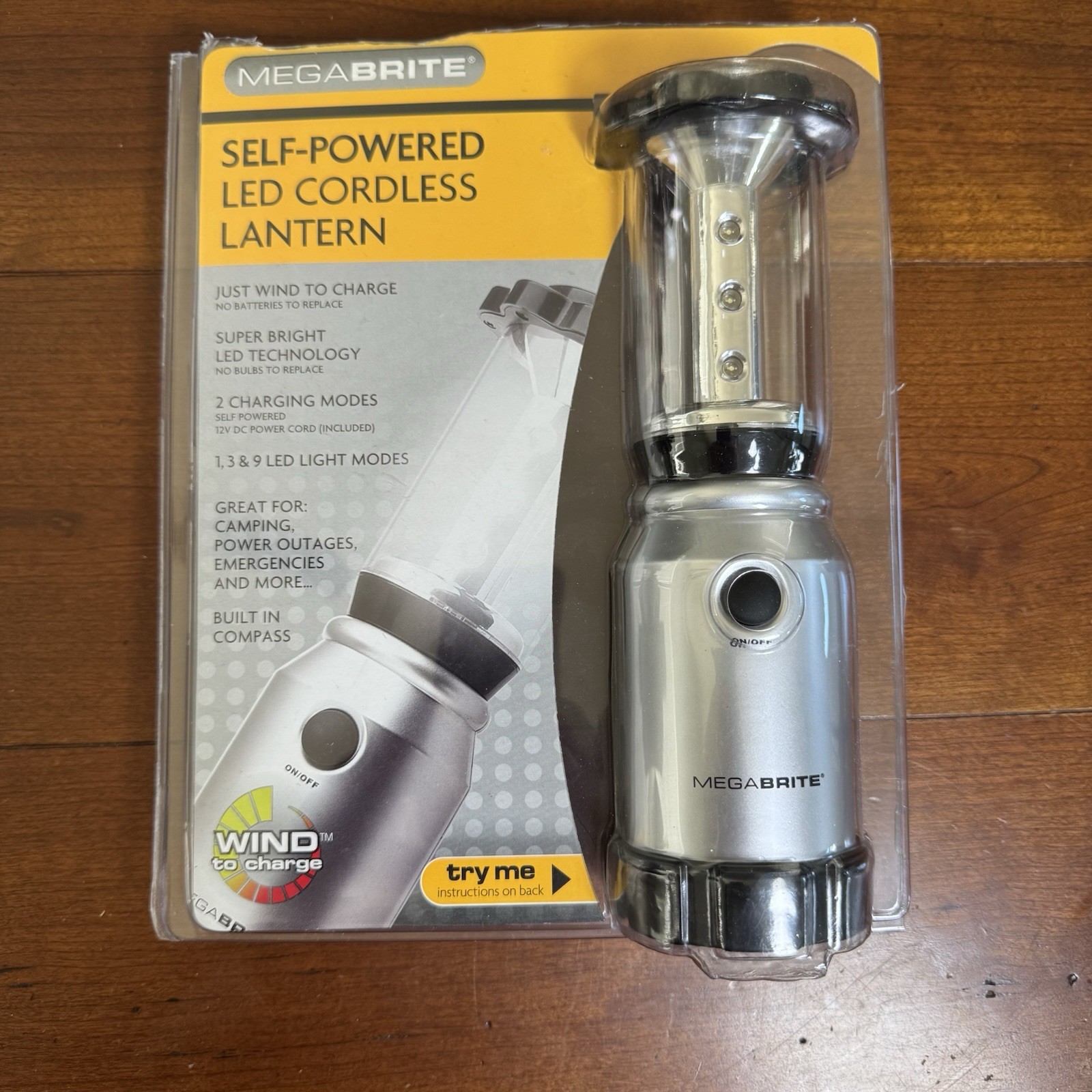 MegaBrite Self Powered Led Cordless Lantern - Camping, Hiking, Hunting, Fishing