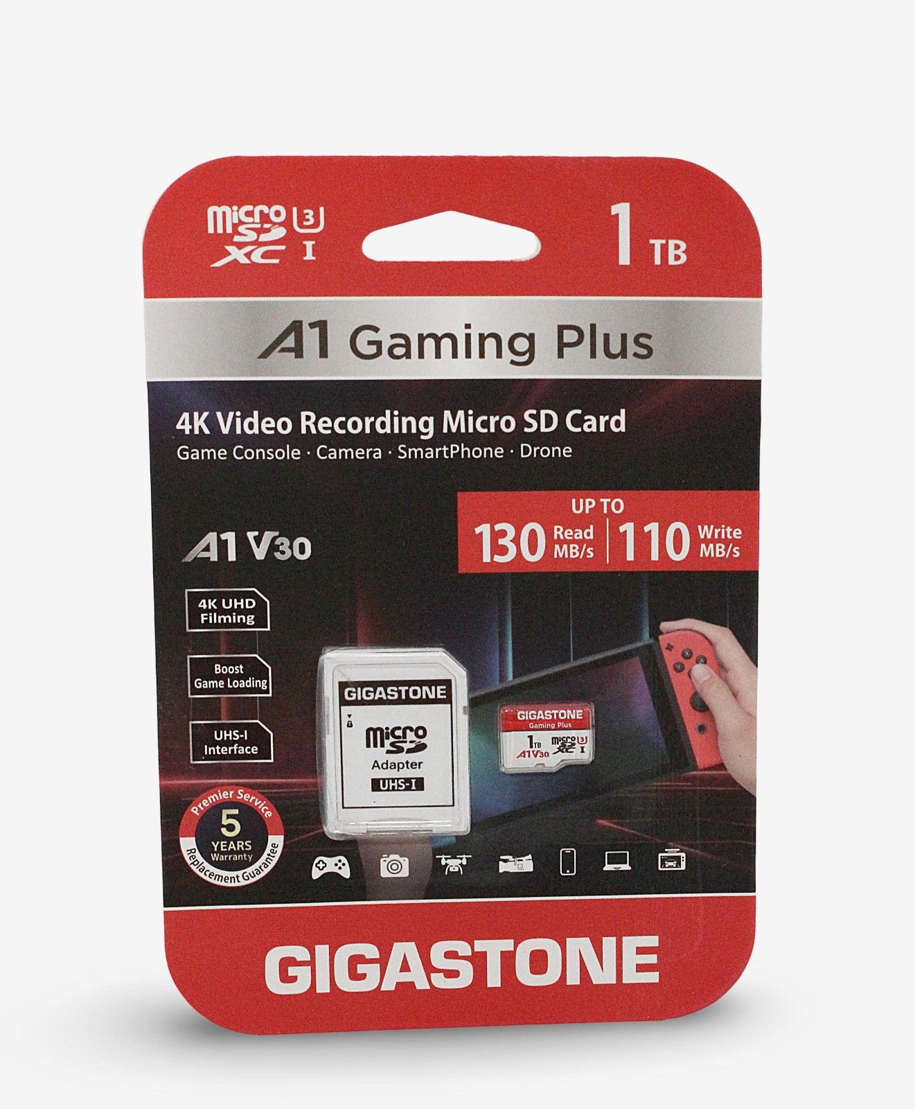 Gigastone 1TB Micro SD Card Gaming Plus  MicroSDXC Memory Card - 4K Video Record