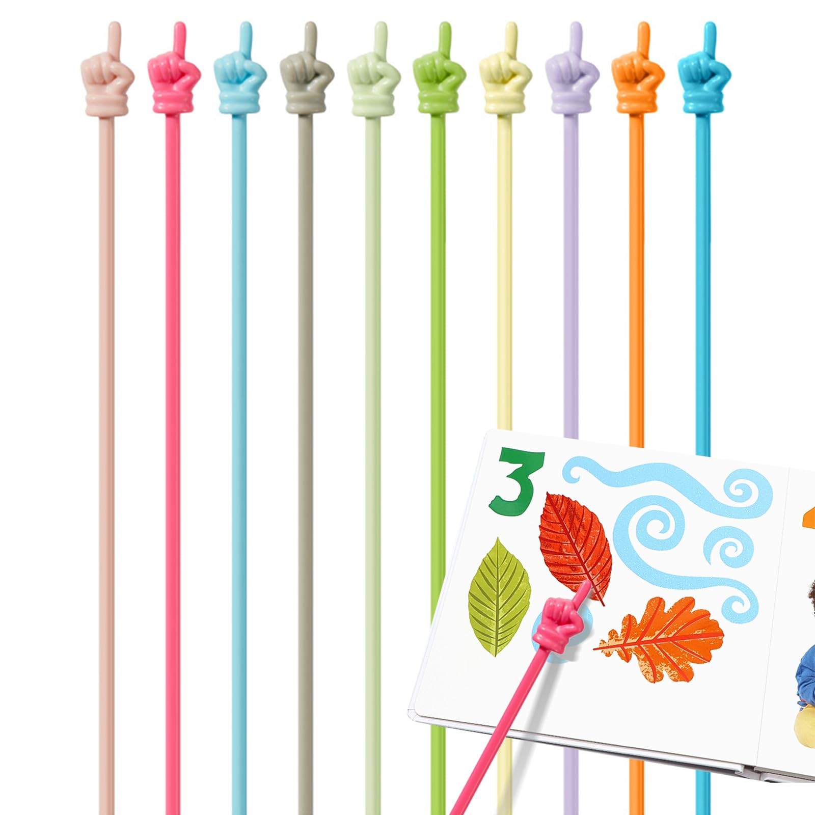 Dumero 10pcs Finger Pointer for Classroom, Reading Pastel Pointers