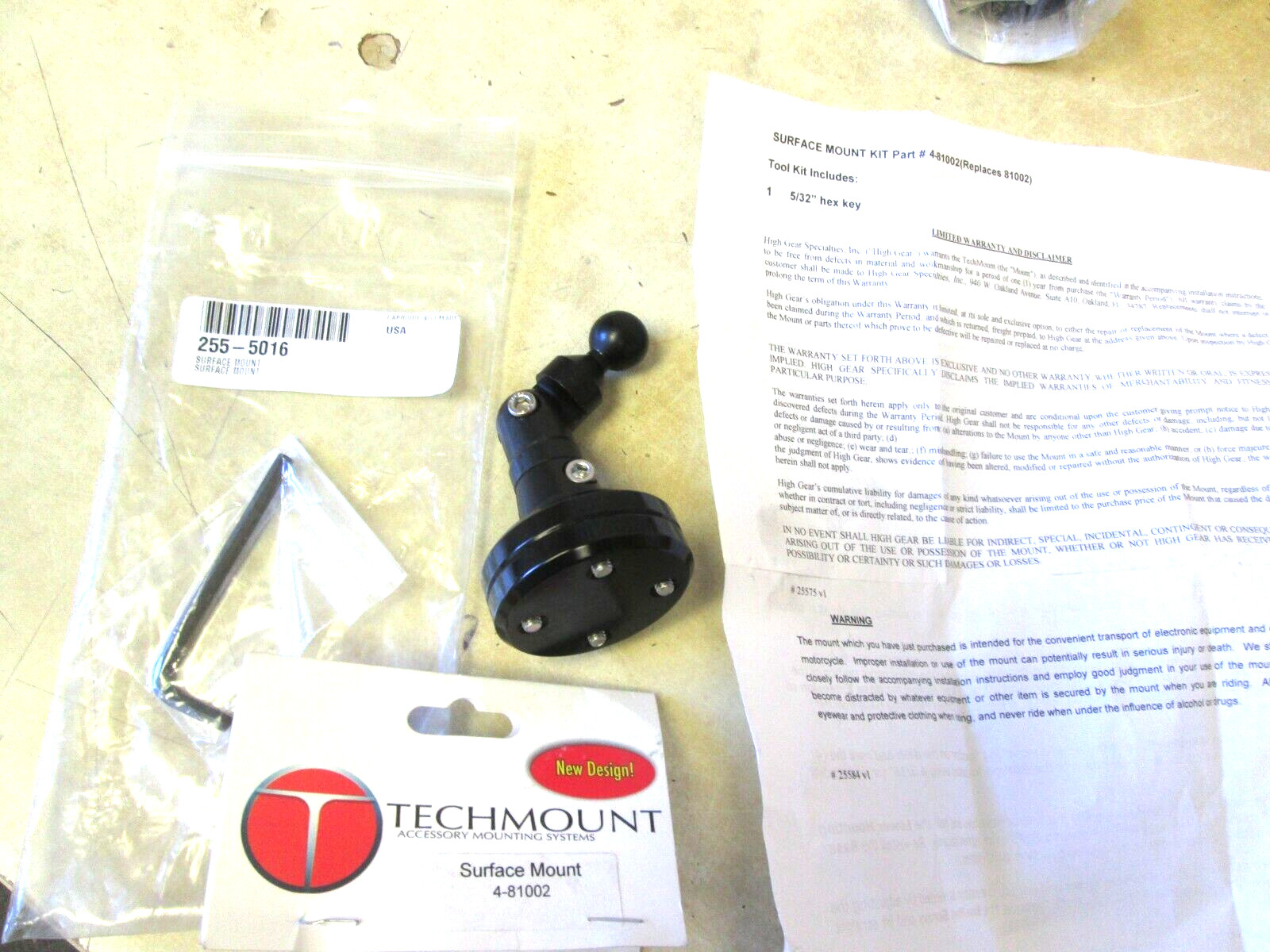 TECHMOUNT MOTORCYCLE MOUNT KIT FOR GPS / PHONE / ELECTRONICS - FLAT SURFACE UNIV