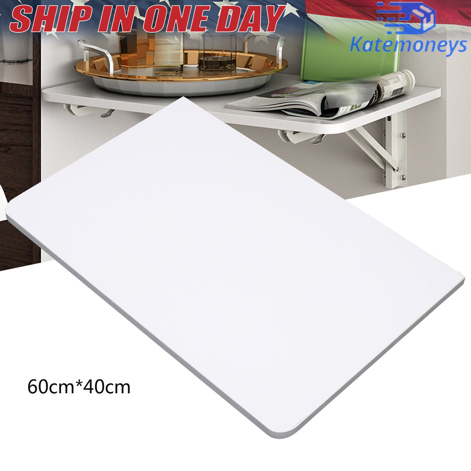 Folding PC Table Wall Mount Floating Desk Home Space Saving Laptop Desk 60x40cm