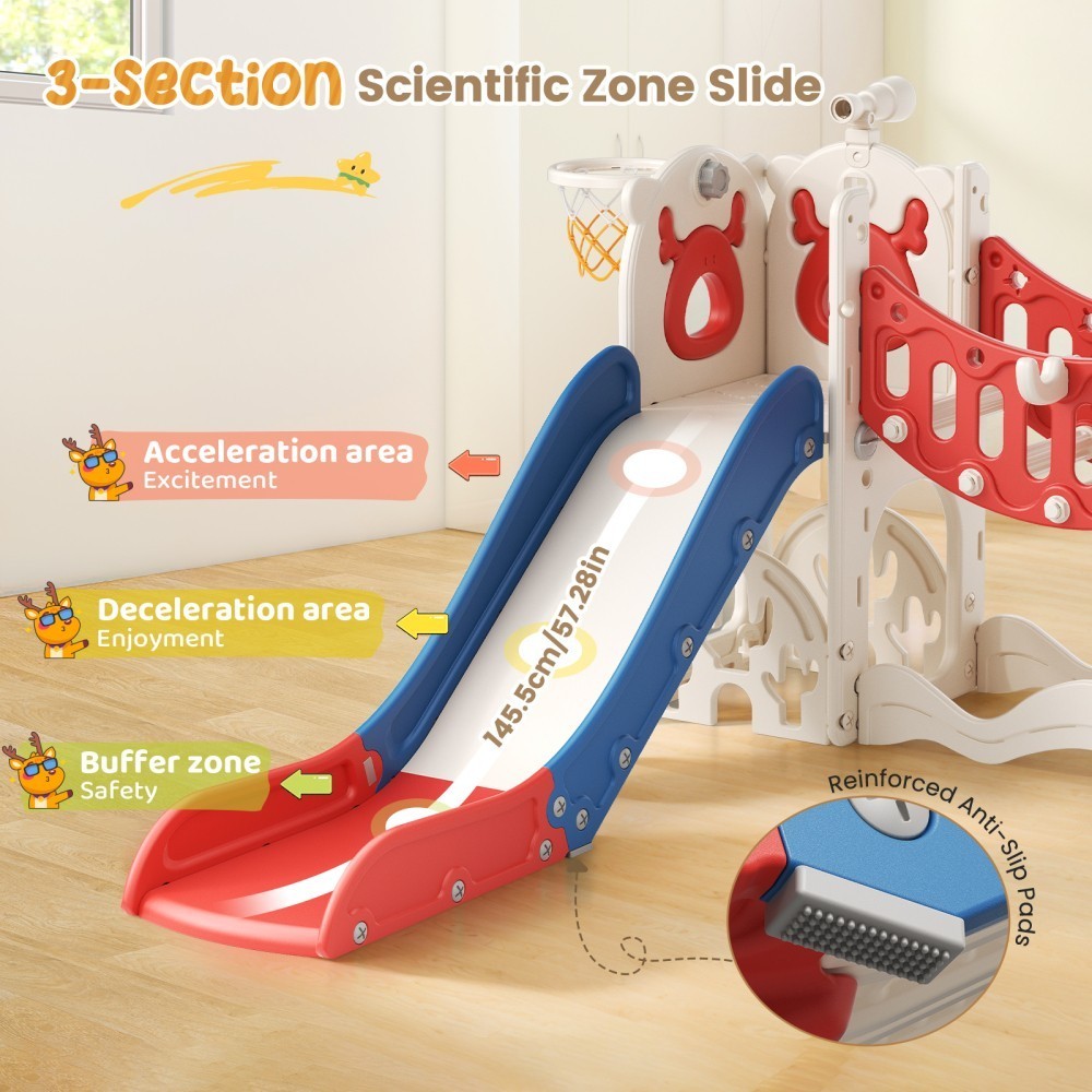 Kids Slide Climber Playset 8-in-1Toddler Large Slide Indoor & Outdoor Drawing