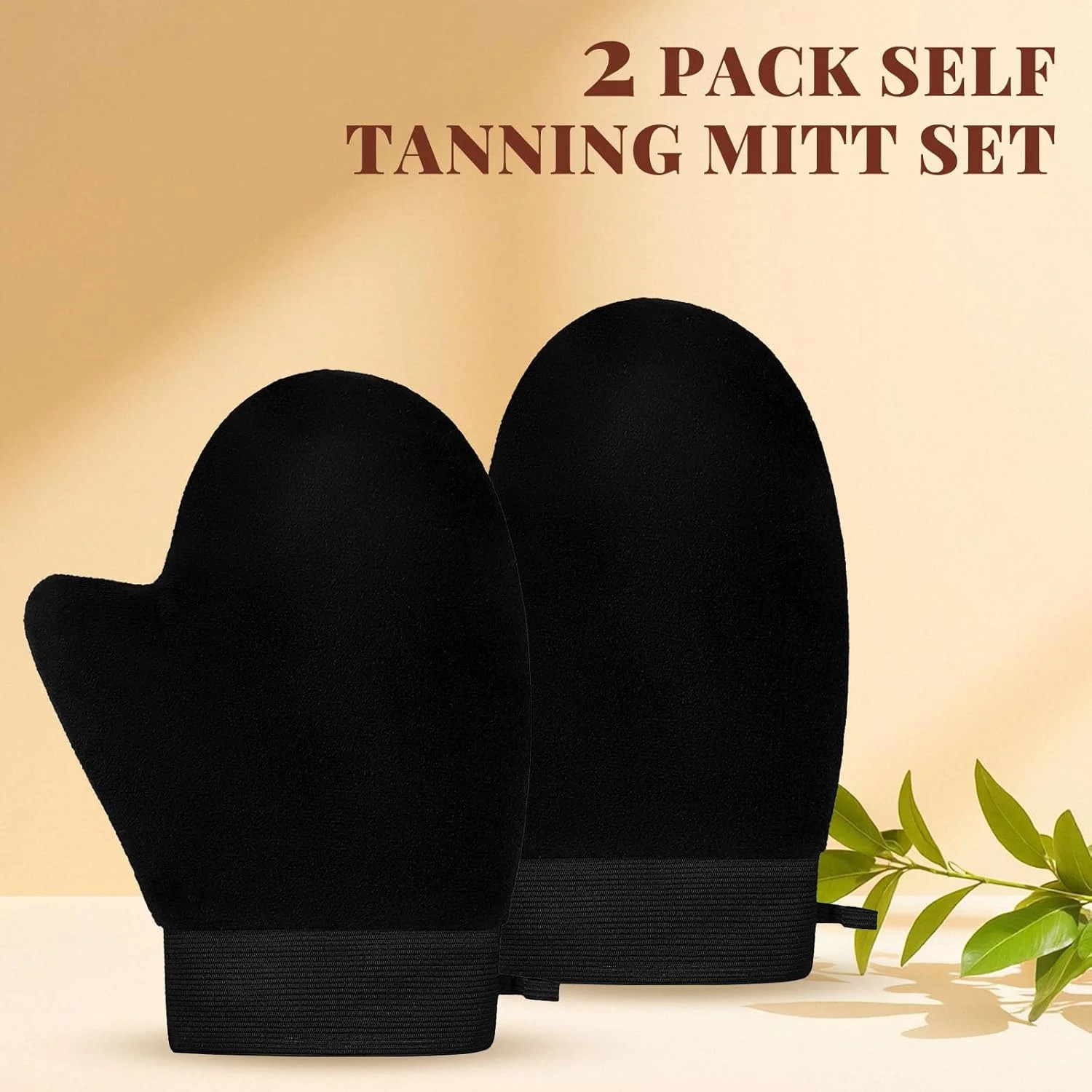 2 Pack Self Tanning Mitt - Elastic Wrist Tanning Gloves Prevents Staining, Tanni