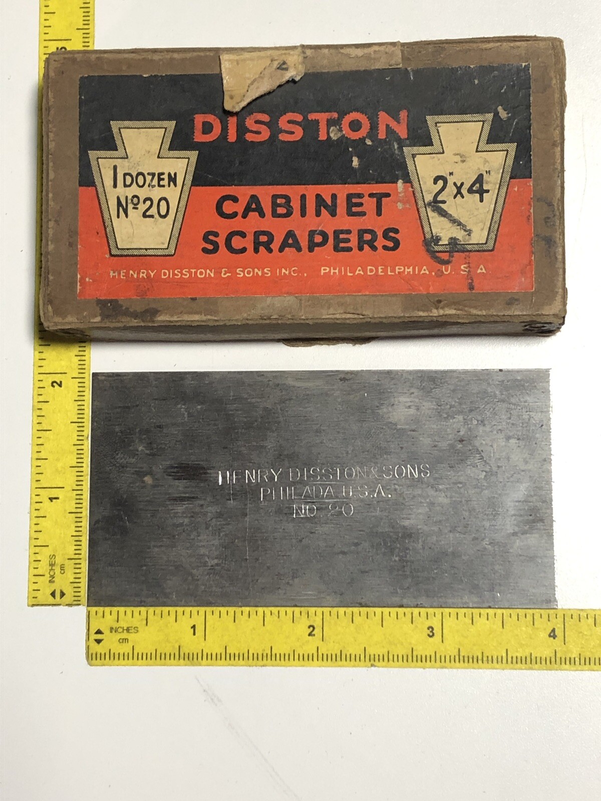 Disston No.20 Cabinet Scraper 2x4 NOS Tool VTG USA Woodworking Henry & Sons NEW