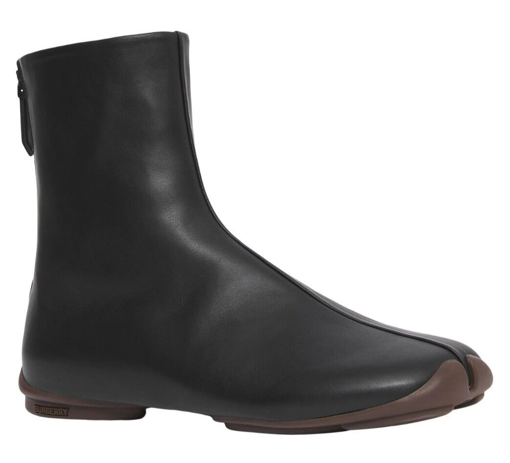Burberry Men's Runway Back Zip Leather Ankle Boots Black Size 45 / US 12 - Italy