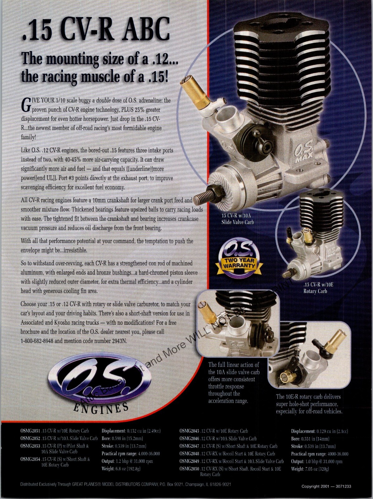 OS Engine .15 CV-R ABC RC Motor Print Ad Wall Decor Ephemera