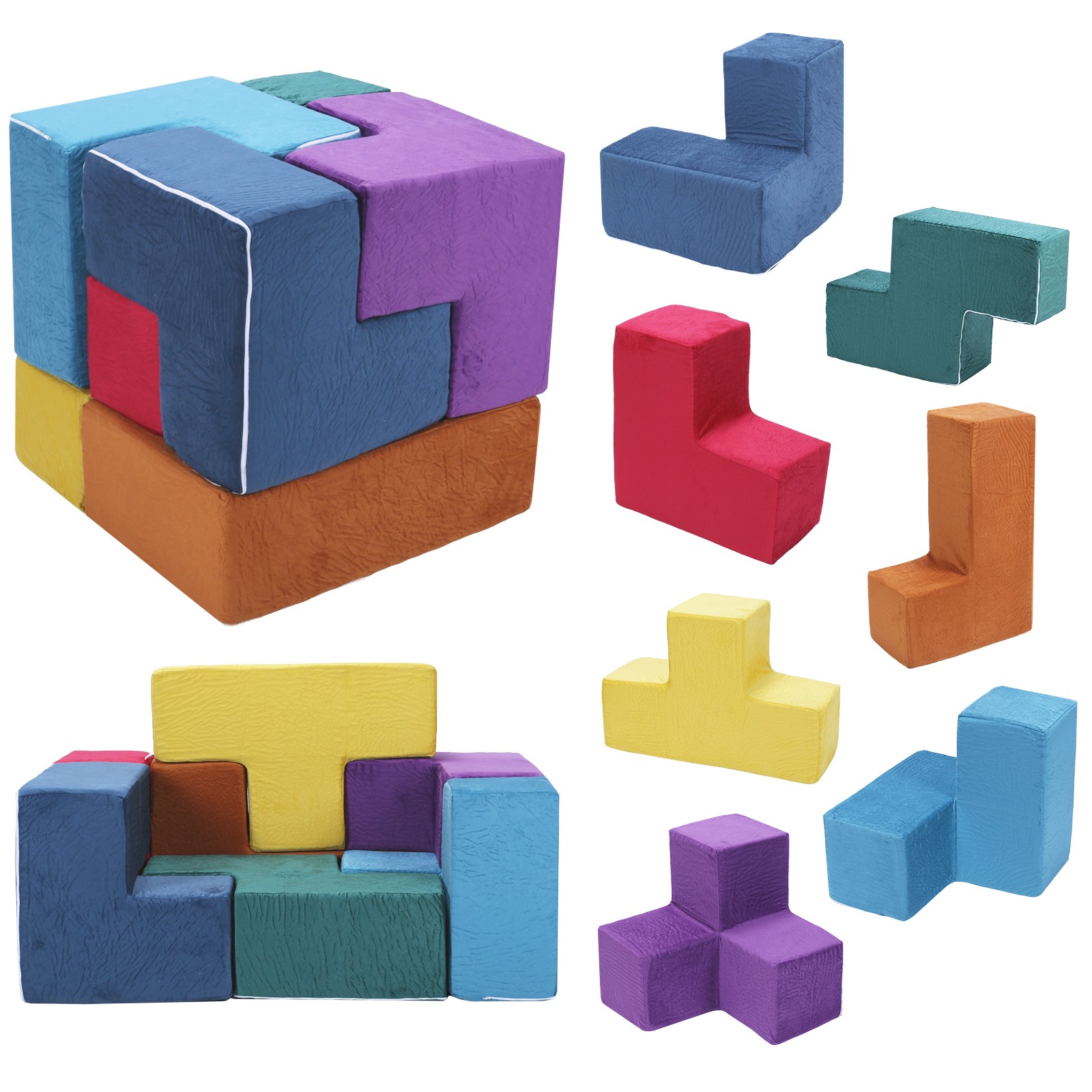 7Pcs Modular Sofa Chairs Wear Resist Creativity Sectional Sofa for Children Gift