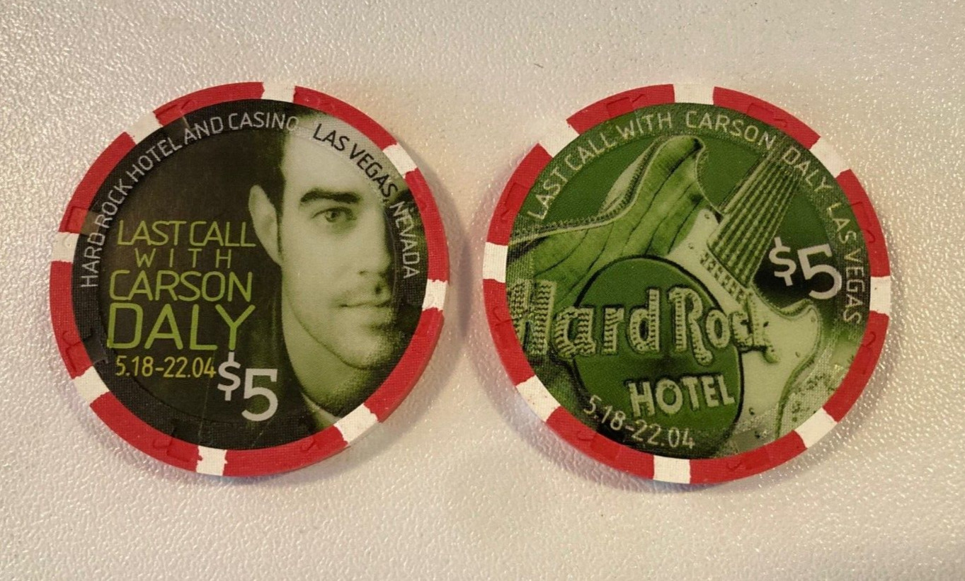 *MINT* LAST CALL WITH CARSON DALY HARD ROCK HOTEL $5 CASINO CHIP vintage 2004