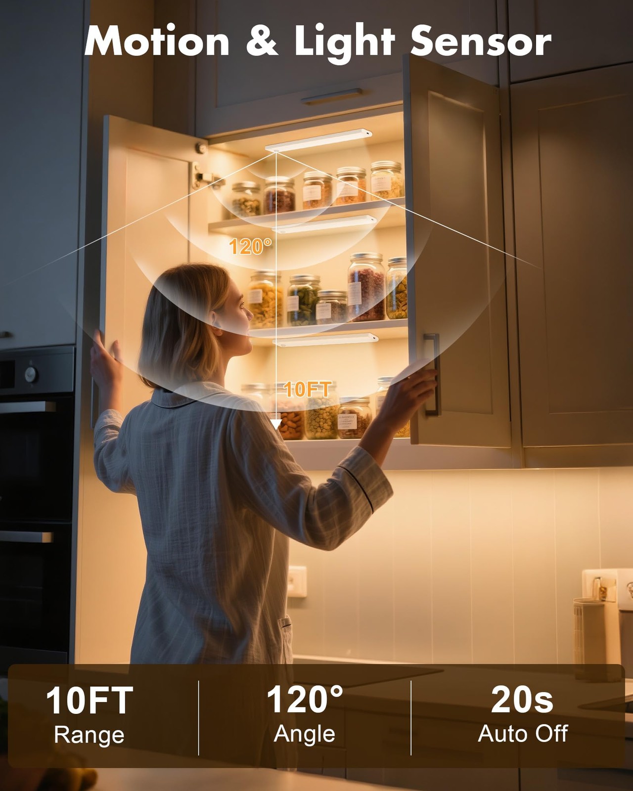 6 Pack Rechargeable Motion Sensor Under Cabinet Lights