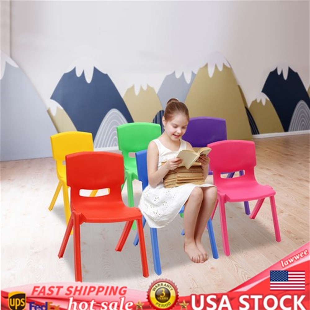 6Pcs Stackable School Chairs, Kids Plastic Stack Chairs, 6 Pcs Classroom Chairs