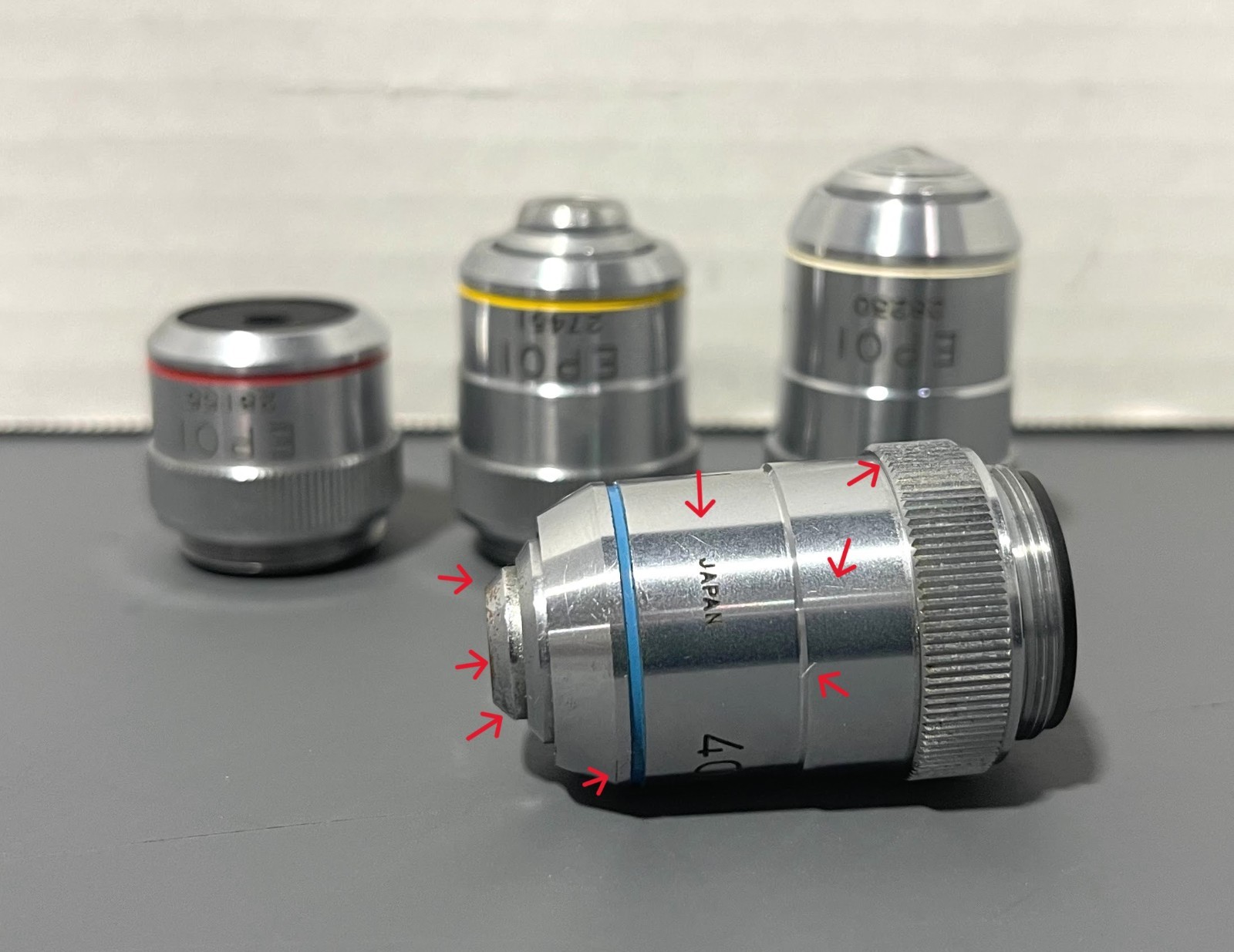 Mixed Lot of EPOI 4/0.13 10/0.25 40/0.65 OiL 100/1.25 Microscope Objectives