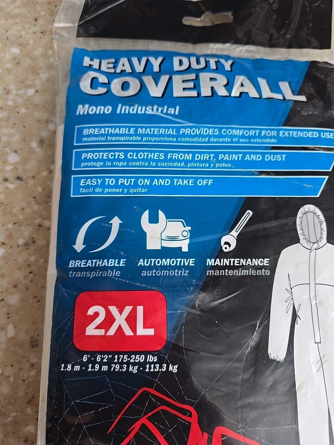 Venom Heavy Duty Disposable Coverall Cover All Painting Hooded Jumpsuit 2XL