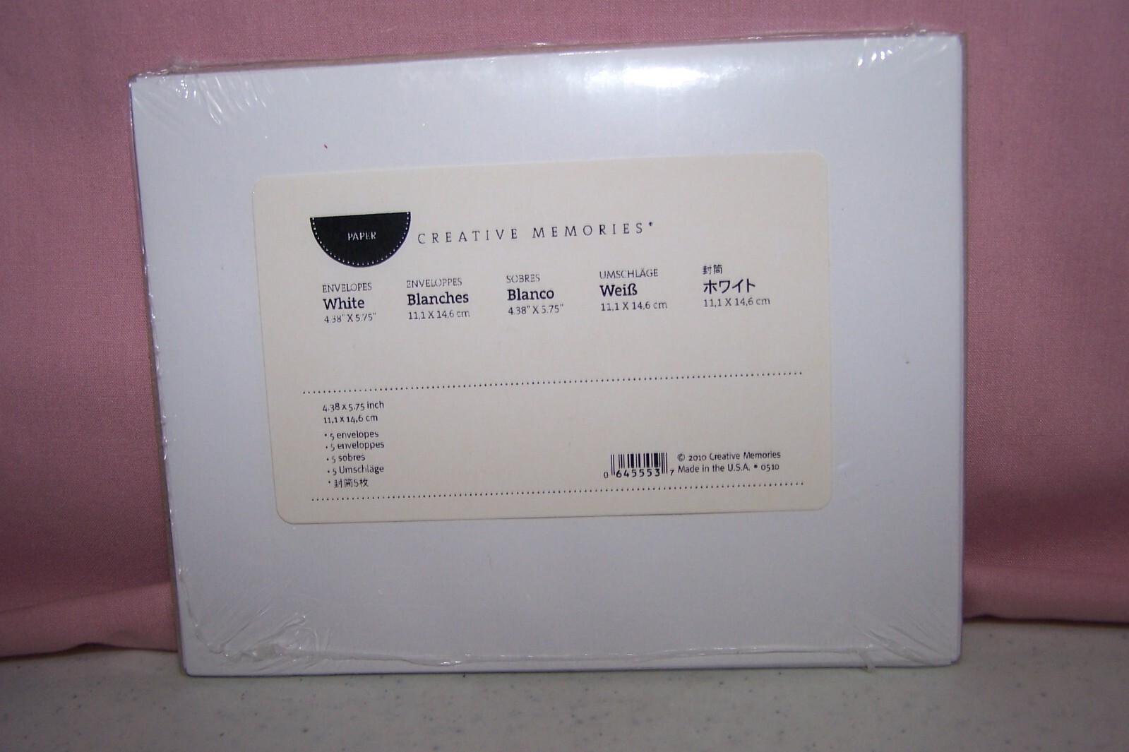 2010 Creative Memories White Envelopes 4.38" x 5.75" NEW in Pack 5 Envelopes
