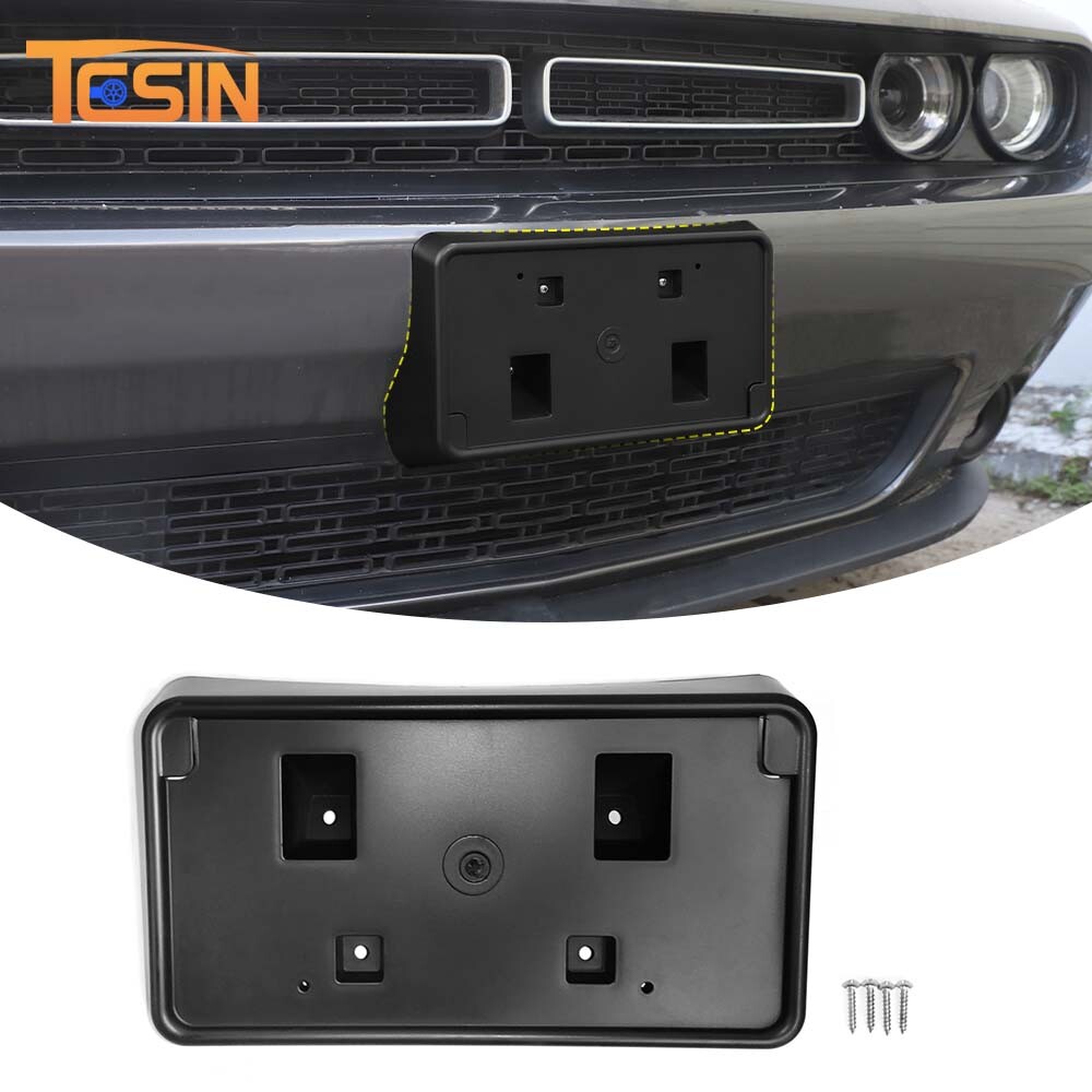 Front License Plate Holder Bracket Base Mount for Dodge Challenger 2010-23 Black