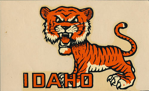 Idaho State College _RARE_ ORIG 40's Decal vtg NCAA Benny Bengals pre ISU banner