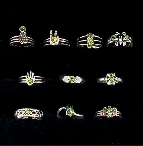 Vintage 925 Sterling Silver Toe Rings - Set of 10 - Seafoam Green Collection