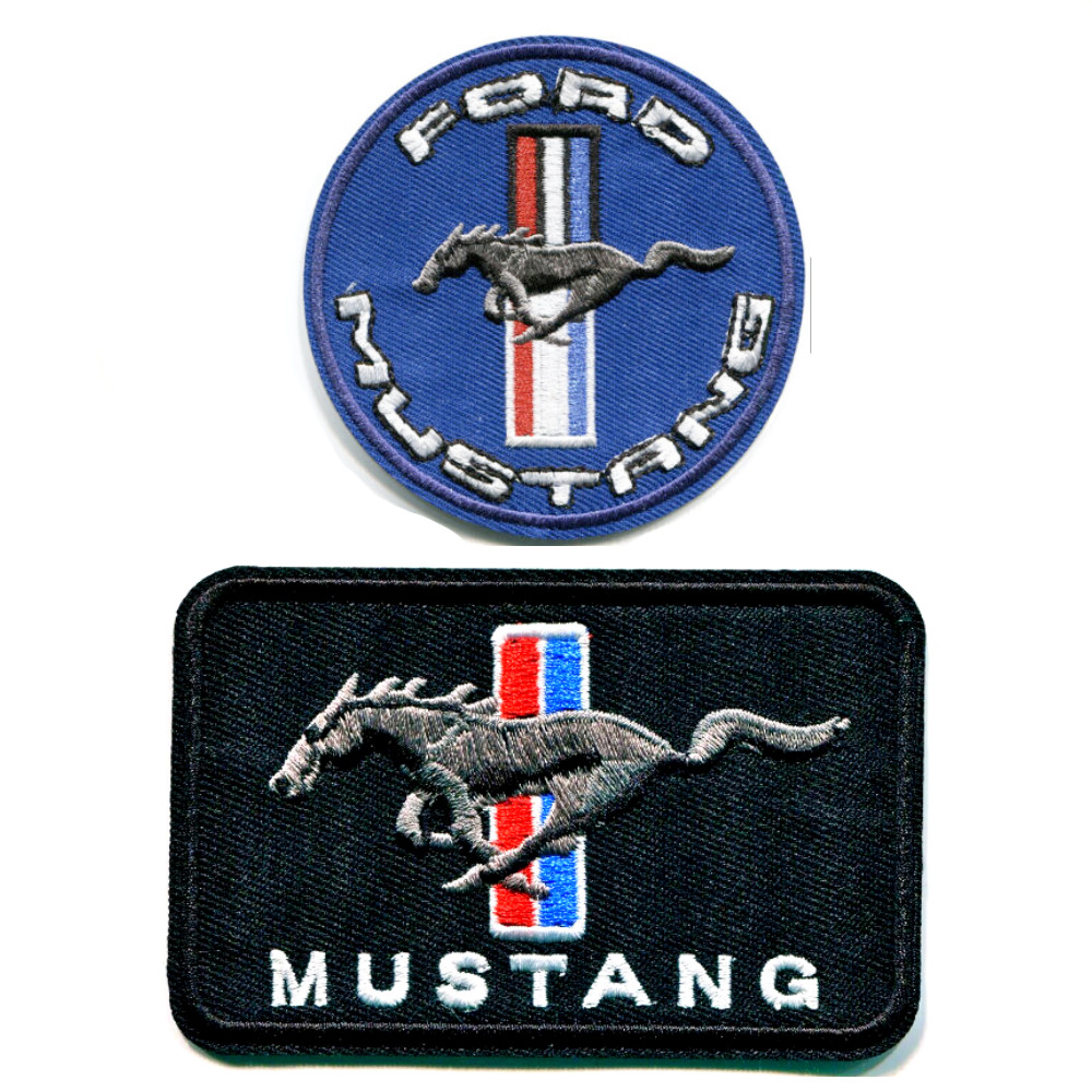 2 Ford Mustang car brand embroidered patches iron on sew on 3-3/8" x 4-7/8"