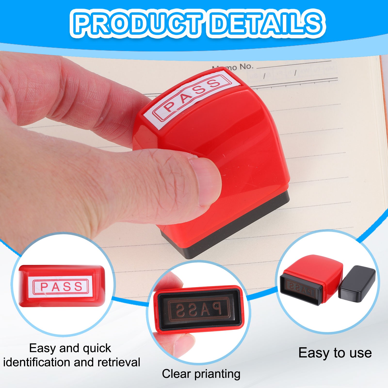 PASS Notice Stamp Self Inking, Red Black