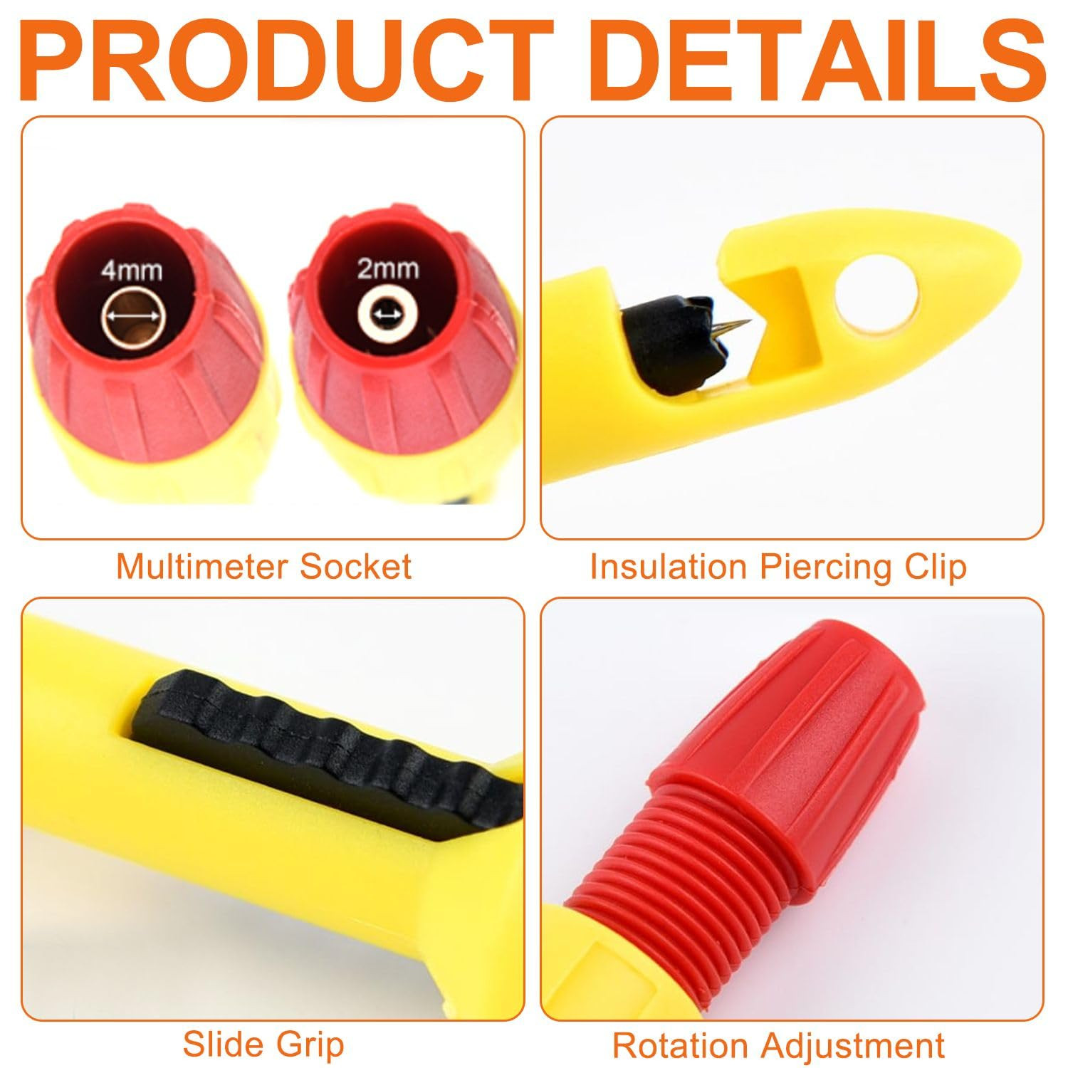 4Pcs Wire Piercing Probe, Insulation Piercing Clip Set Wire Piercing Tool for Mu