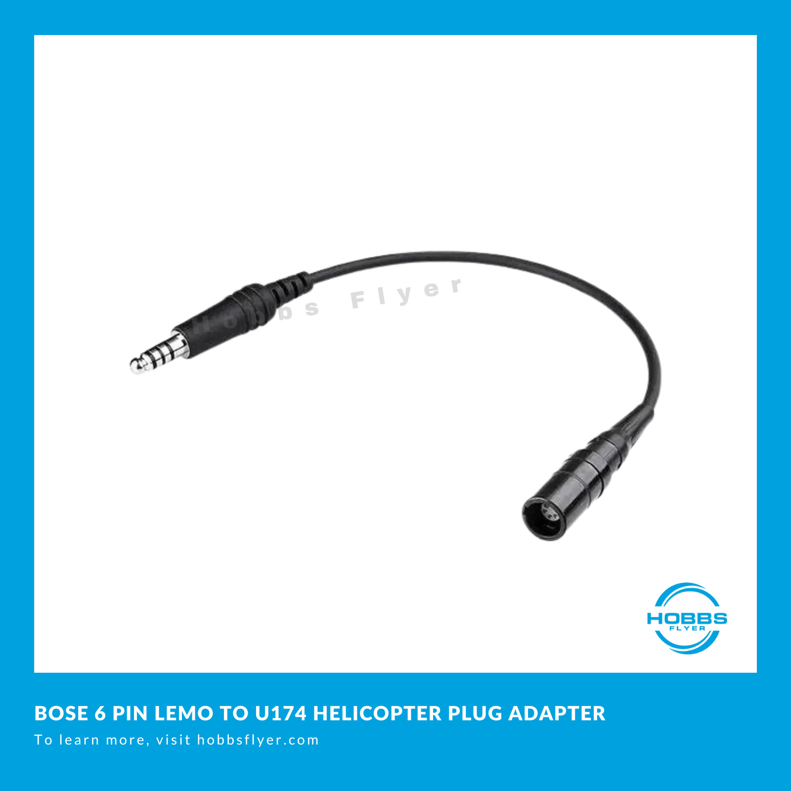 Bose A20 Aviation Headset 6-pin (LEMO) to U174 Helicopter Adapter - NEW